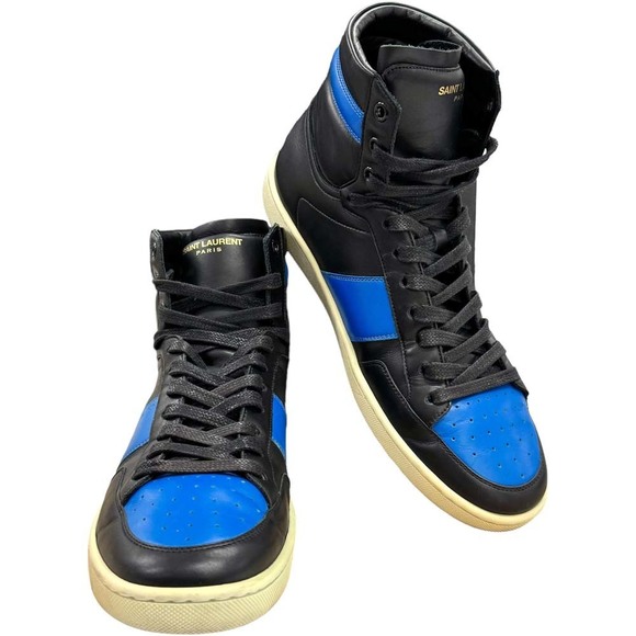 Saint Laurent Black Paris High Top Sneakers Blue - Picture 1 of 9
